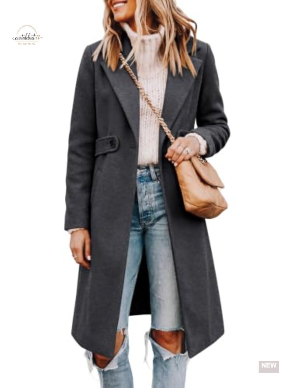 Double Breasted Belted Trench Coat Winter Wool Pea Coat